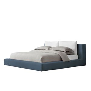 Cama Queen Astoria Azul + Colchón 2 Pillow 32 Cm + Cabecero