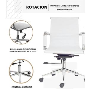 Silla De Oficina Presidente Espalda Media Blanco