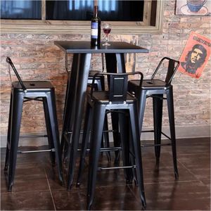 Silla De Bar True Con Espaldar Negro Set X 2