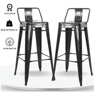 Silla De Bar True Con Espaldar Negro Set X 2