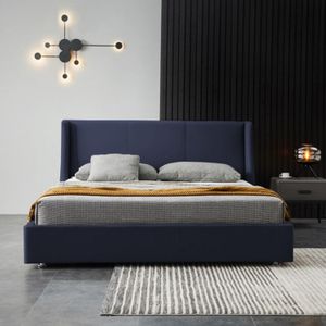 Cama King + Colchon 2 Pillow 32 Cm + Cabecero Mousai Azul