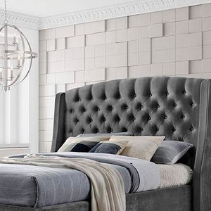 Colchón Con Base Cama King + Espaldar Italia, Gris plomo
