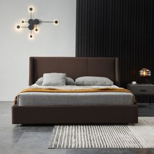 Combo Mousai Cama Queen + Colchon 1 Pillow 26 Cm + Cabecero Café Gratis Sabanas 300 Hilos