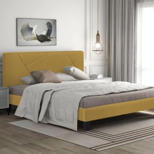 Combo Cama King Hampton + Colchon 1 Pillow 26 Cm + Cabecero + Gratis Sabanas 300 Hilos, Mostaza