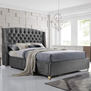 Combo Cama + Cabecero Gris perla Queen Italia