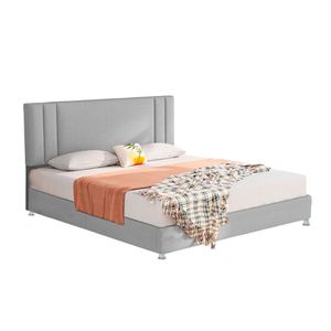 Cama Doble + espaldar Lupe gris perl + colchon Flexia quarzz