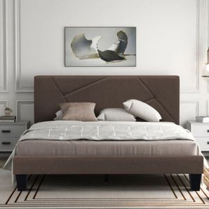 Combo Cama Queen Hampton + Colchon 1 Pillow 26 Cm + Cabecero + Gratis Sabanas 300 Hilos Café