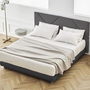 Combo Cama King Hampton + Colchon 1 Pillow 26 Cm + Cabecero + Gratis Sabanas 300 Hilos, Gris