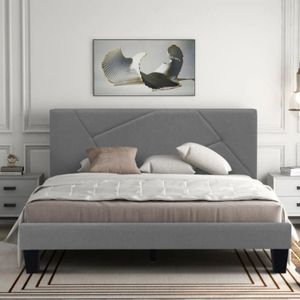 Combo Cama King Hampton + Colchon 1 Pillow 26 Cm + Cabecero + Gratis Sabanas 300 Hilos, Gris