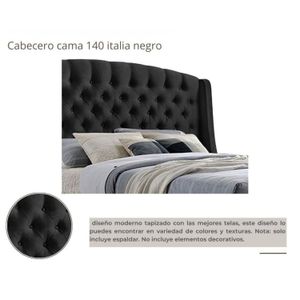Combo Cama + Cabecero Negro Doble Italia