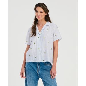 Pijama de Short Manga Corta Con Botones Estampado Azul 18644
