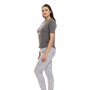 Camiseta de Pijama Cuello redondo Manga corta Semiajustada Gris17563