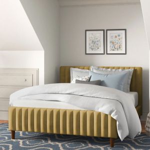 Combo Cama Semidoble + Colchon 2 Pillow 32 Cm + Cabecero Vitale mostaza Gratis Sabanas 300 Hilos