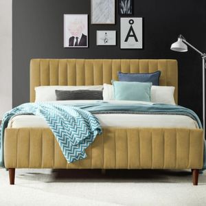 Combo Cama Semidoble + Colchon 2 Pillow 32 Cm + Cabecero Vitale mostaza Gratis Sabanas 300 Hilos