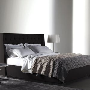 Combo Cama Cabecero Negro Doble Marfil,