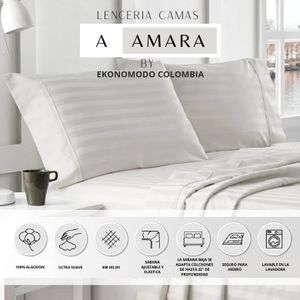 Combo Cama Semidoble + Colchon 1 Pillow 26 Cm + Cabecero Hampton Gris Plata Gratis Sabanas 300 Hilos Ekonomodo
