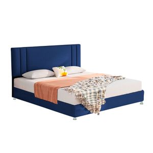 Cama King + Base + espaldar Lupe Az + colchon Flexia quarzz