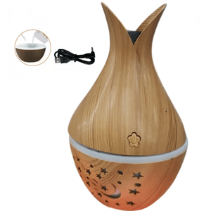 Humidificador LED Mini USB Madera Estrellas
