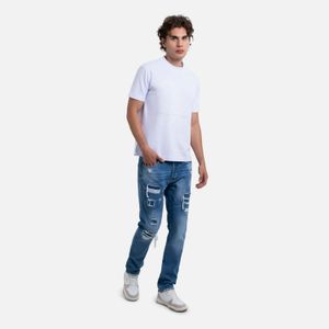 Jean Slim Color Azul Medio Para Hombre