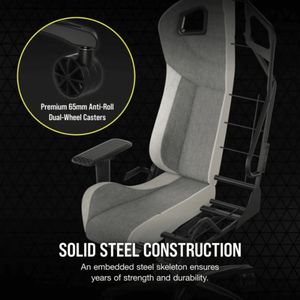 Silla para juegos T3 RUSH Fabric (2023) - Gris/blanco