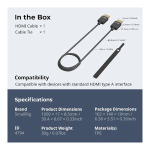 Cable HDMI a HDMI 100cm 4K (A a A) Smallrig 4794