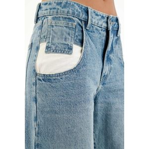 Jean bota amplia azul para mujer
