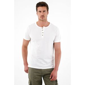 Camiseta crudo tipo henley para hombre