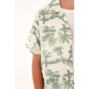 Camisa tipo bowling con estampado de palmeras para niño