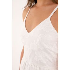 Vestido corto blanco con bordado para mujer