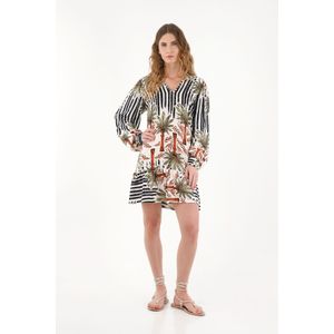 Vestido corto manga larga estampado para mujer