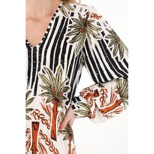 Vestido corto manga larga estampado para mujer
