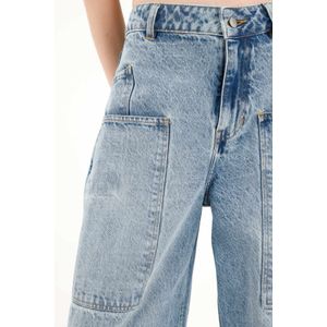 Jean Wide Leg tiro alto azul para mujer