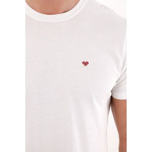 Camiseta con estampado en espalda blanca para hombre