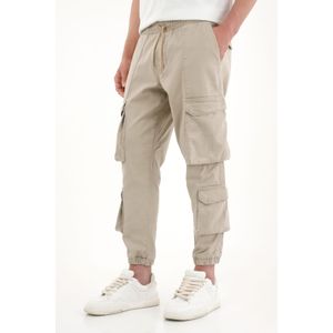 Pantalón jogger con pretina elástica café para hombre