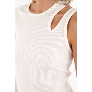 Camiseta de una sola manga crudo para mujer