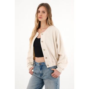 Abrigo tipo Bomber crudo para mujer