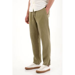Pantalón chino en 100% lino verde para hombre