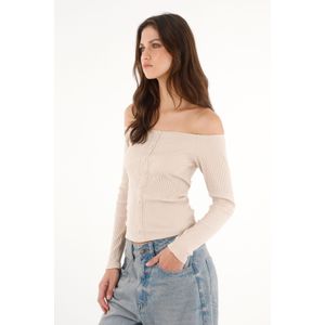 Camiseta cuello bandeja crudo para mujer