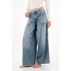Jean Moda con bolsillos de parche en frente tiro alto para mujer