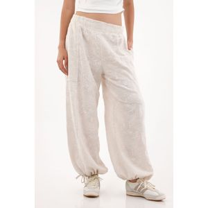 Pantalón jogger con bordado a tono crudo para mujer