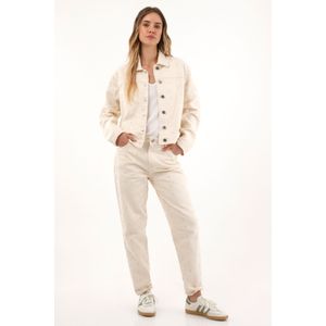 Chaqueta con detalles bordados a tono crudo para mujer