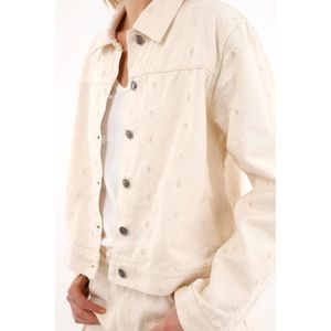 Chaqueta con detalles bordados a tono crudo para mujer