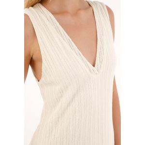 Vestido largo manga sisa crudo para mujer