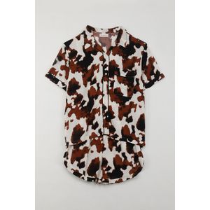Pijama de camisa y short de animal print para mujer