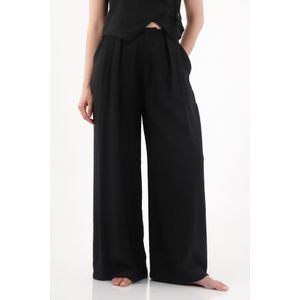 Pantalón Wide Leg con tablas negro para mujer