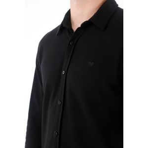 Camisa clásica en tejido de punto negra para hombre