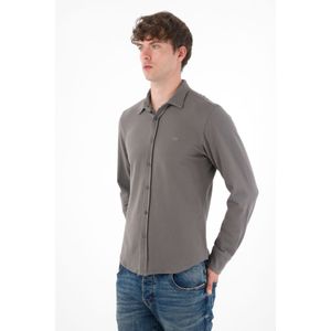 Camisa clásica en tejido de punto gris para hombre