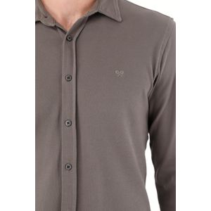 Camisa clásica en tejido de punto gris para hombre