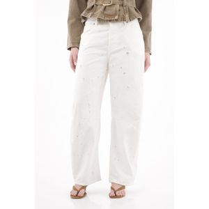 Jean Horseshoe tiro bajo crudo para mujer