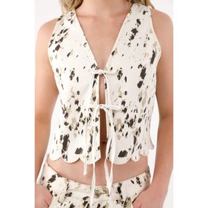 Chaleco estampado con tiras crudo para mujer